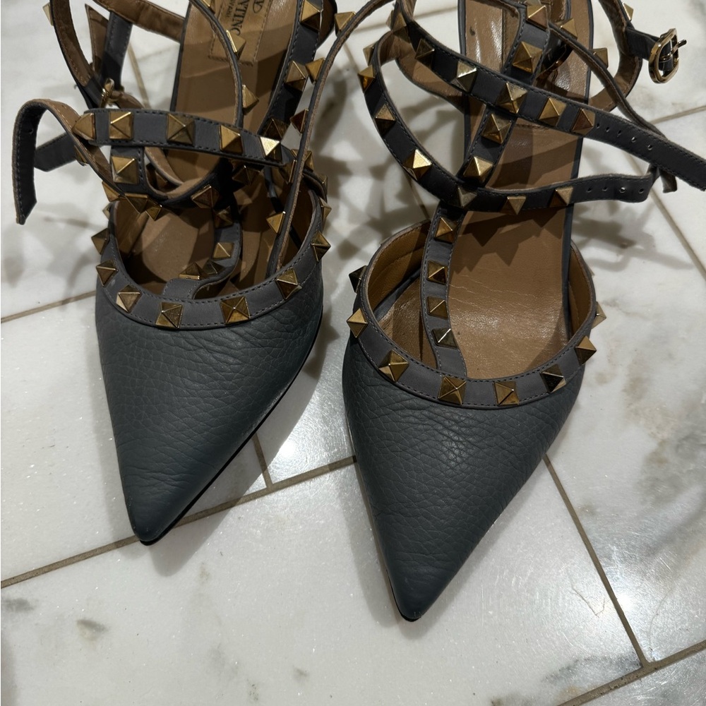 Valentino Black Heels with Gold Accents